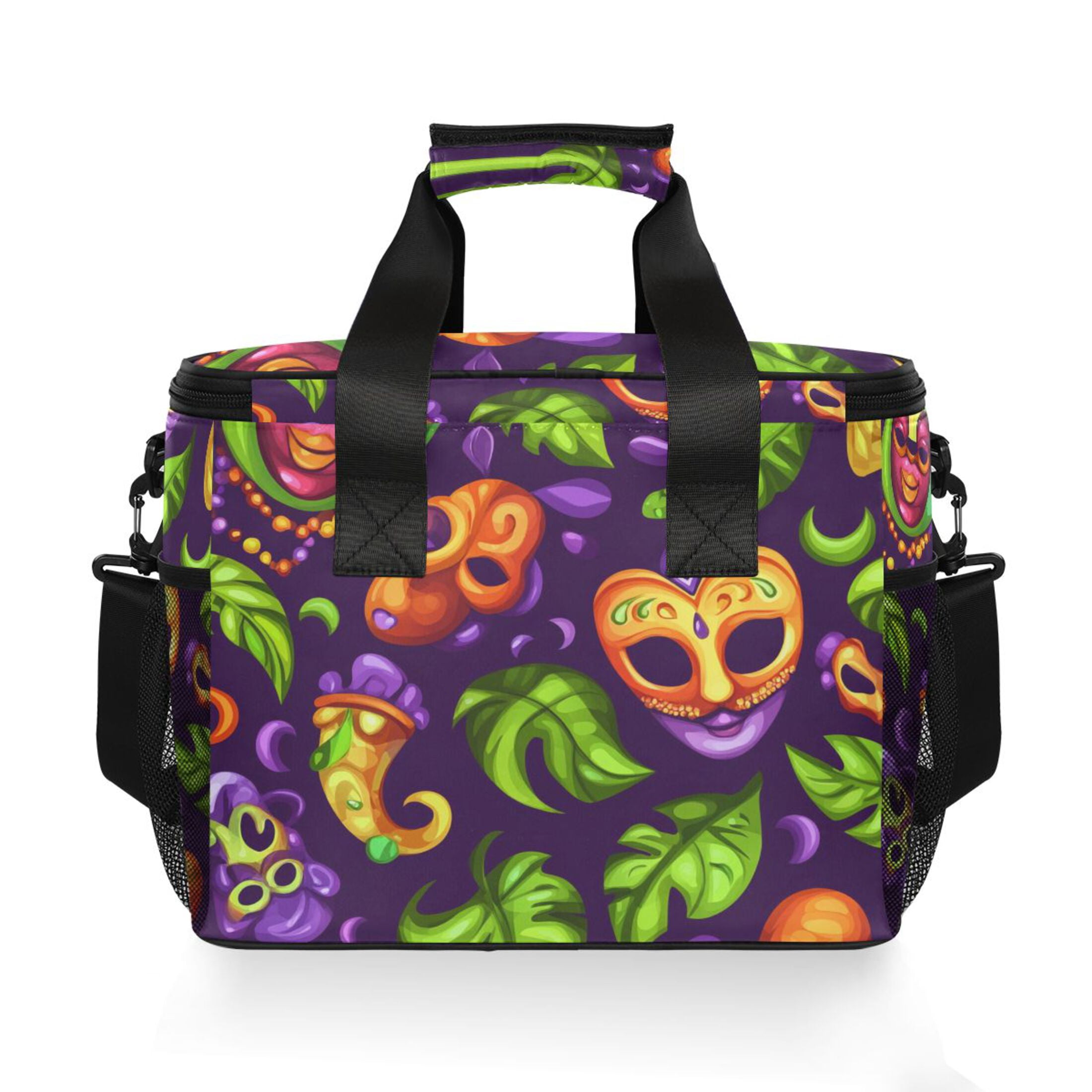 Colorful Mardi Gras Pattern Insulated Lunch Bag 15L Cooler Box for Women Men Work Camping Beach Travel