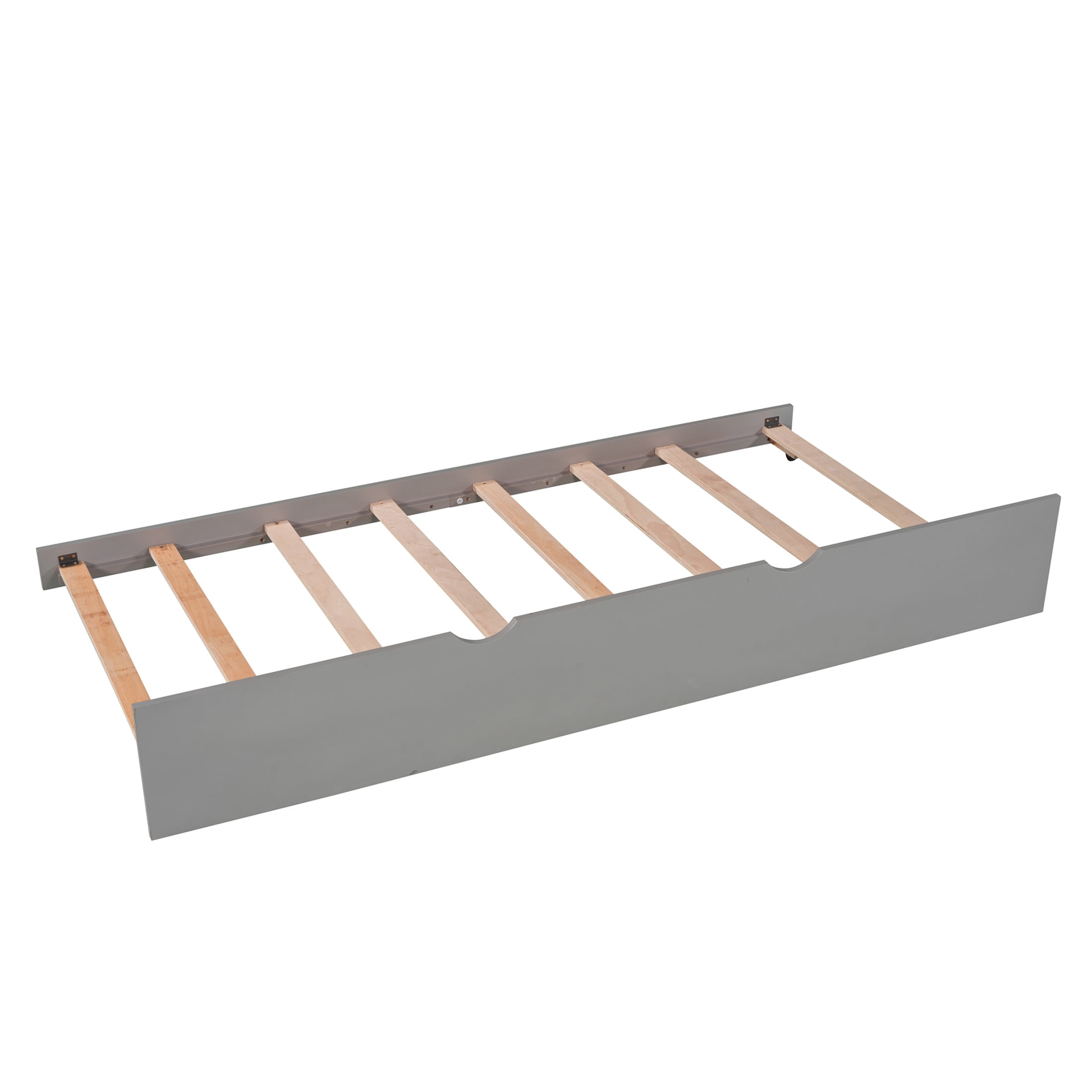 Noble House Solsto L-shaped Platform Bed with Trundle, Storage Drawers and Built-in Desk, Twin Size Corner Bed, Gray