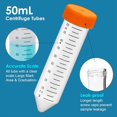 thumbnail image 2 of Conical Centrifuge Tubes 50ML, 25Pcs Polypropylene Test Tubes, Leak-Proof Screw Caps, Plastic Container with Graduated,25 x centrifuge tubes, 2 of 7