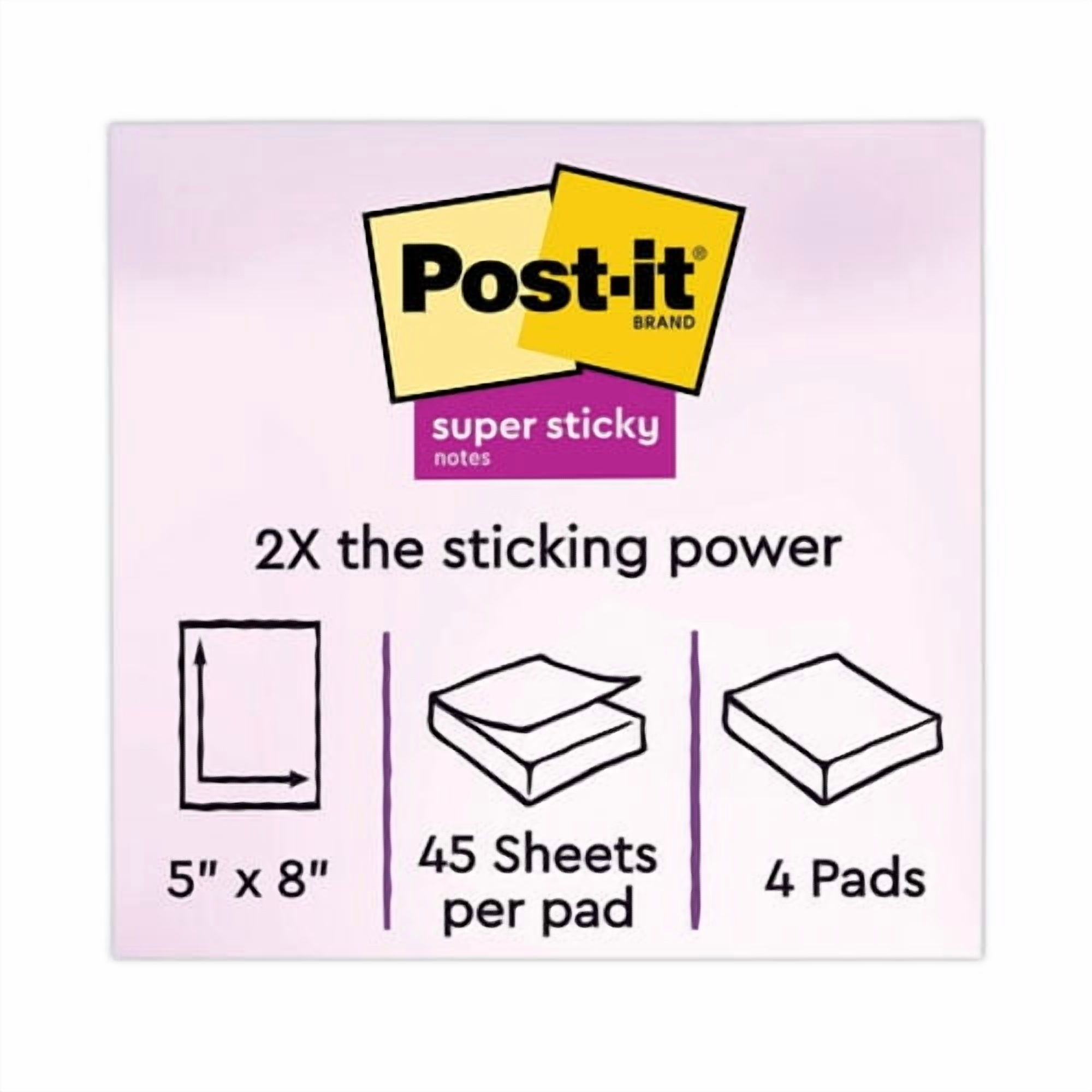 Pads in Energy Boost Collection Colors, Note Ruled, 5" x 8", 45 Sheets/Pad, 4 Pads/Pack | Bundle of 2 Packs