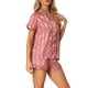 thumbnail image 4 of Conjuntos de pijama de satén para mujeres INSPIRE CHIC, ropa de noche, tops con pantalones cortos, conjuntos de lounge en rosa oscuro, 4 of 6