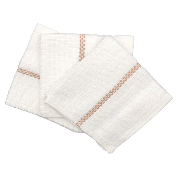 Clorox Clorox White & Tan Accent-Stripe Dishcloth, 3-Pack