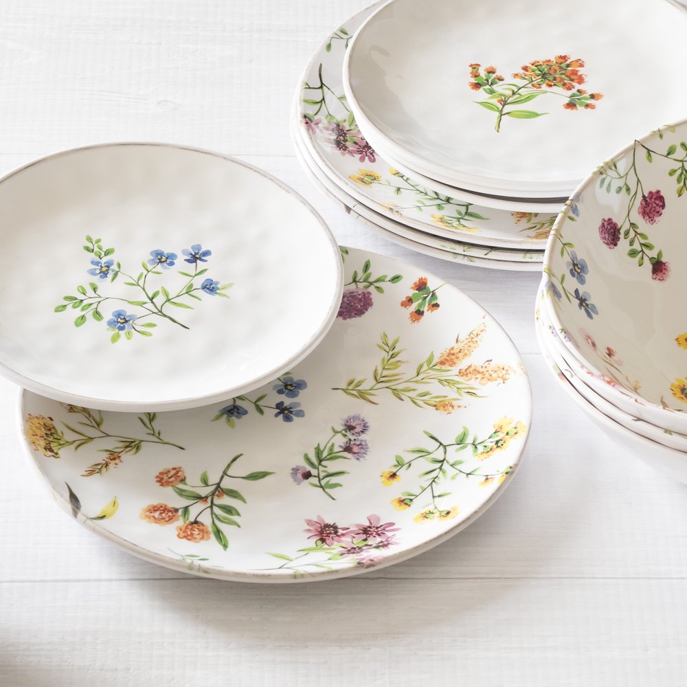 Better Homes & Gardens Outdoor Melamine Wildflowers Dinnerware Set, 12