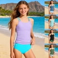 thumbnail image 5 of shoper Girls 2 Piece Swimsuit 8-16t Padded Printed Bathing Suit Double Straps Tankini Top with Drawstring Swim Bottom Green 15-16 Years, 5 of 5