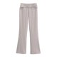 thumbnail image 2 of Pantalones acampanados de tela de doble cara con cinturón de moda simple para mujer de HH TRAF, pantalones casuales elegantes hasta el tobillo para mujer, 2 of 5