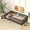 Espresso + Rubber Wood + Twin, variant on Twin Size Floor Bed Rubber Wood Frame Safety Guardrails Fence With Door Platform Slat Support Espresso