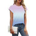 thumbnail image 5 of Annhoo Womens Tops Casual Short Sleeve Multicolor Tunic Blouse Striped Crew Neck Summer Dressy Clothes Basic T-Shirts, 5 of 8