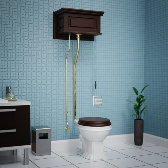Renovator's Supply L-pipe High Tank Pull Chain Toilet with Elongated Bowl, White