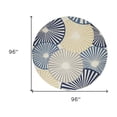 thumbnail image 5 of HomeRoots 545324 8 ft. Round Geometric Power Loom Area Rug, Blue & Ivory, 5 of 9