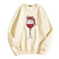 thumbnail image 1 of WEAIXIMIUNG Sweatshirts pour Femmes Fermeture Éclair Sans Capuche Hiver Noël 2024 Col Rond Rouge Imprimé Verre Manches Longues, 1 of 2