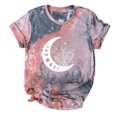 thumbnail image 3 of Camiseta con estampado de sol y luna para mujer, camiseta de manga corta con cuello redondo, camiseta informal divertida y bonita para chica adolescente OAVQHLG3B Store  lin121212, 3 of 4