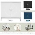 thumbnail image 7 of Sumdeal Kitchen Sideboard Buffet Storage Cabinet, Simple Storage Cabinet Accent Cabinet with Solid Wood Veneer and Metal Leg Frame for Living Room, Entryway, Dining Room (White), 7 of 7