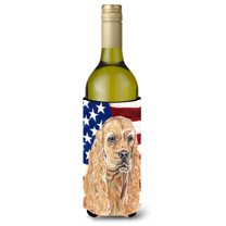 Cocker Spaniel Buff USA American Flag Wine Bottle Beverage Insulator Beverage Insulator Hugger
