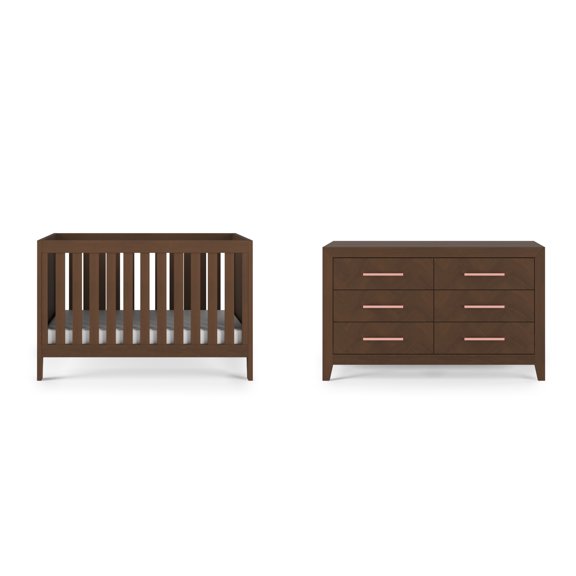 Child Craft Kieran Crib and Dresser Nursery Set, 3-in-1 Convertible Crib with 6-Drawer Dresser, Toasted Chestnut, 2-Piece