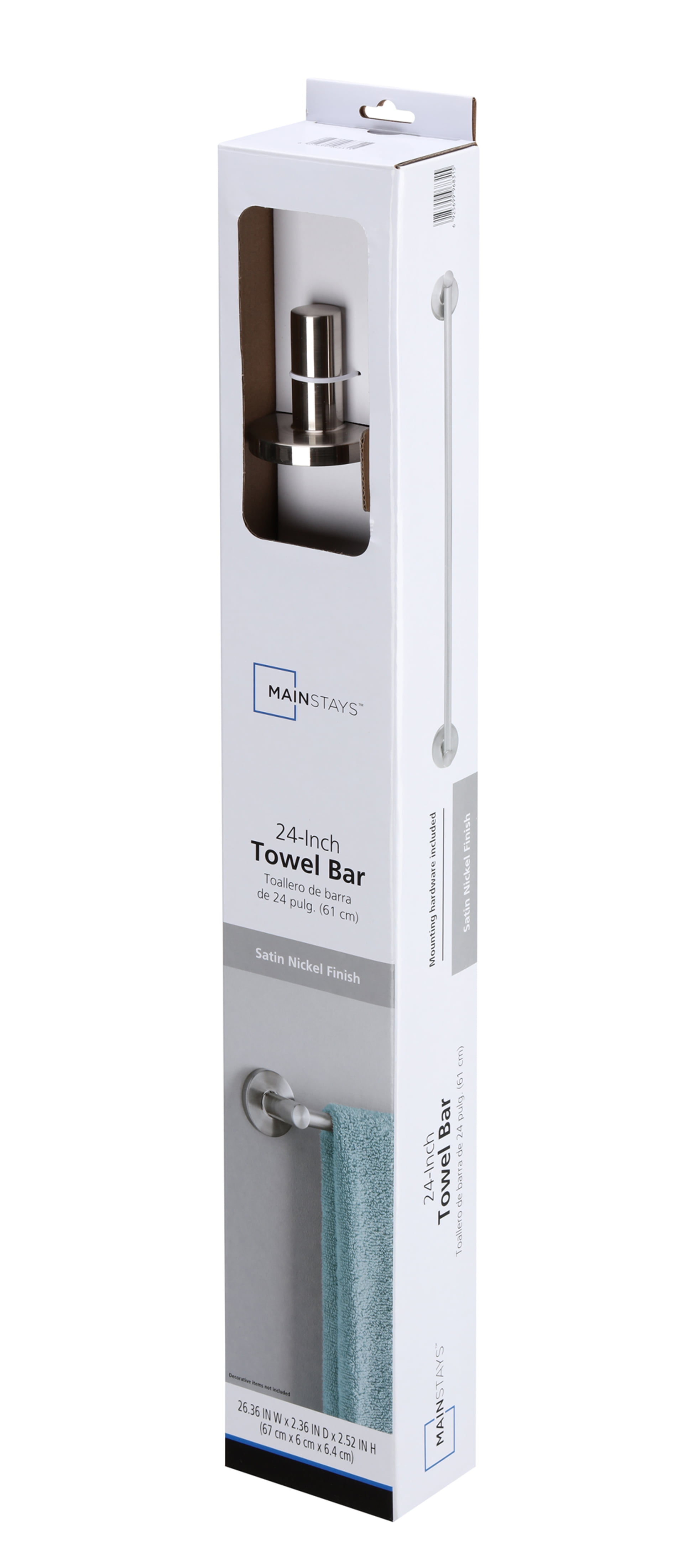 Mainstays Modern Round 24" Towel Bar in Satin Nickel