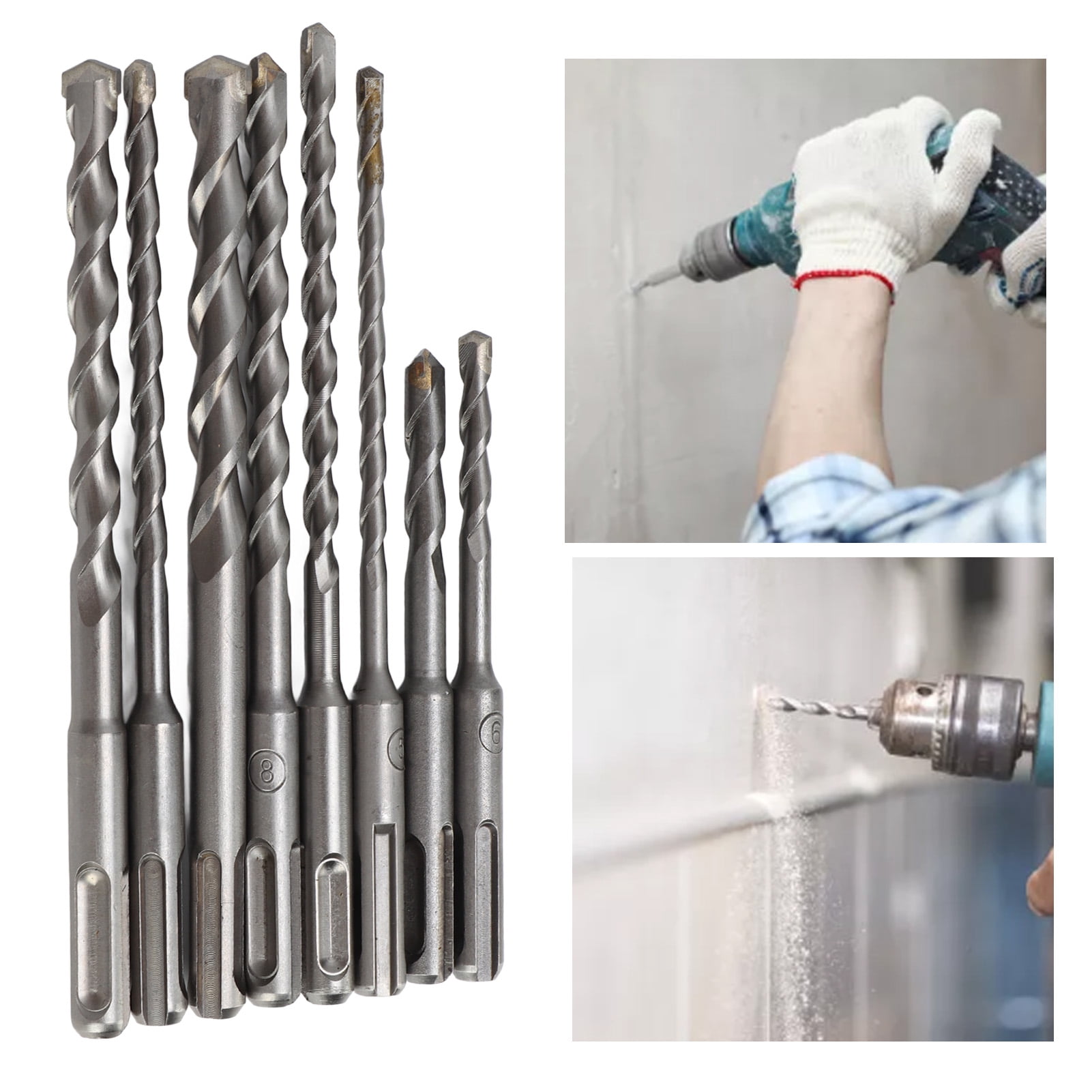Concrete Drilling Bits, 8Pcs Firm Fixing Hammer Drill Bit Hardness