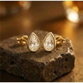 thumbnail image 3 of 2Ct Pear Cut Lab Created Diamond Solitaire Stud Earrings 14K Yellow Gold Plated, 3 of 6