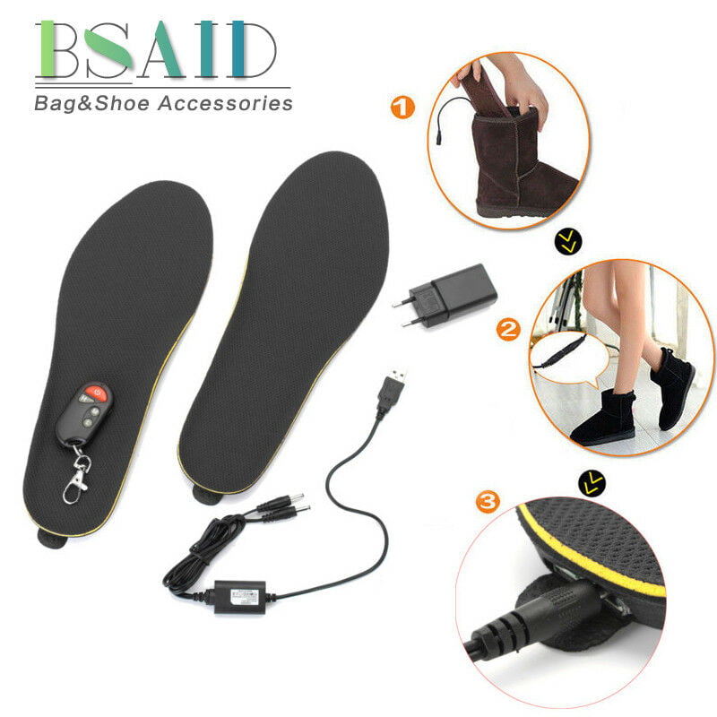 Shoe Fur Insole With Heater Electric Charge Solid Pattern 35 to 44 Usb Connected 