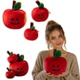 thumbnail image 6 of Halloween Apple Pumpkin Plush Toy, 4.72 in Cute Red Apple Shaped Jack-o'-Lantern Stuffed Doll, Soft Cuddly Plushie for Fall Home Decor, Party Display and Halloween Gift，A, 6 of 6