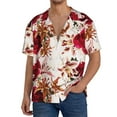 thumbnail image 3 of Vsdgher Lilies Flowers Print Men's Wrinkle Free Untucked Cuban Shirt Business Casual Button Down Shirts Short Sleeve Shirt, 3 of 7