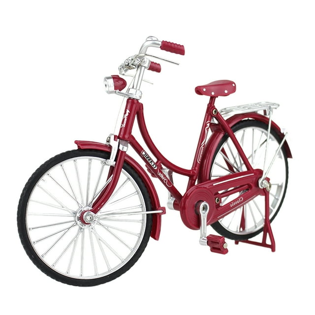 Desk Decor Bicycle Simulation Vintage Bicycle Model with Pump Movable Pedal Wheels Diy Assembled Bike Model Ornament 1 10 Scale for Collection