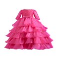 thumbnail image 1 of Girl Princess Dress Floral Lace Decor Multi-Layer Ruffle Tutu Dresses, 1 of 10