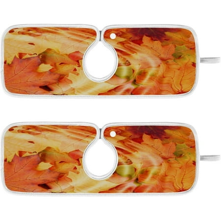 

Hyjoy 15x5.5in Autumn Maple Leaves Kitchen Sink Splash Guard 2PCS Faucet Absorbent Mats Fall Water Ripples Faucet Handle Drip Catcher Quickly Drying Mat for Kitchen Counter Bathroom