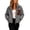 Gray, variant on hoksml Women's Cropped Sherpa Fleece Jacket Full Zip Stand Collar with Contrast Pockets Teddy Coat for Daily Comfort