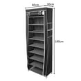 thumbnail image 2 of Space-Saving 10-Tier Shoe Rack with 9 Compartments, Durable Non-Woven Fabric, Black, 2 of 10