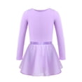 thumbnail image 2 of Sxiwei 2Pcs Girls Ballet Dance Outfits Long Sleeve Gymnastics Leotard with Chiffon Tied Skirt Set Lavender XL, 2 of 7