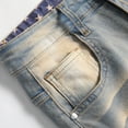 thumbnail image 5 of Hpapadks Jeans for Men Youth Street Embroidered Stretch Denim Pants with Vintage Hem Mens Jeans Blue XL, 5 of 7