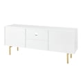 thumbnail image 4 of TV Stand for TVs up to 65", Solid Wood Sidetable Storage Cabinets with Drawer and Shelf for Bedroom Living Room, Easy Assembly, Space Saving, White, 4 of 7