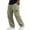 Army Green, variant on Mens Pants Casual Elastic High Waist Drawstring Cotton Linen Cargo Beach Pant Straight Leg Trouser with Pockets, S
