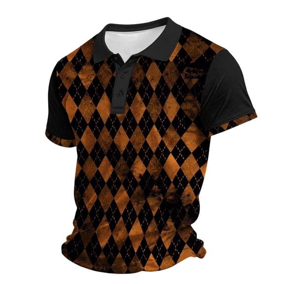 IAJDKMEK Halloween Men's Polo Short SleeveShirt - Soft Fabric Button-Down Shirt, Ideal Summer Shirt for Daily Casual, Holiday Wear, Golf Shirt & Costume,Black L