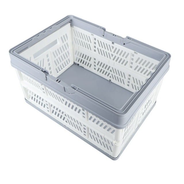 Folding Storage Plastic Baskets, PP Strength Of Bearing Stackable Collapsible Storage Crates For Picnic White Large Size,Yellow Green Large Size