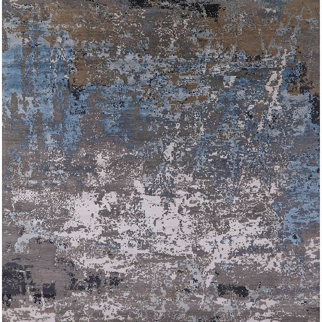 Ahgly Company Tapis d'Intérieur Carré Mid-Century Moderne Gris Foncé Zone Orientale, 7' Carré