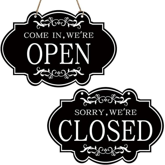 2pcs Open And Closed Business Sign Retro Wooden Stores Hanging Sign Waterproof Double Sided Reversible Business Sign For Coffee Shop Door