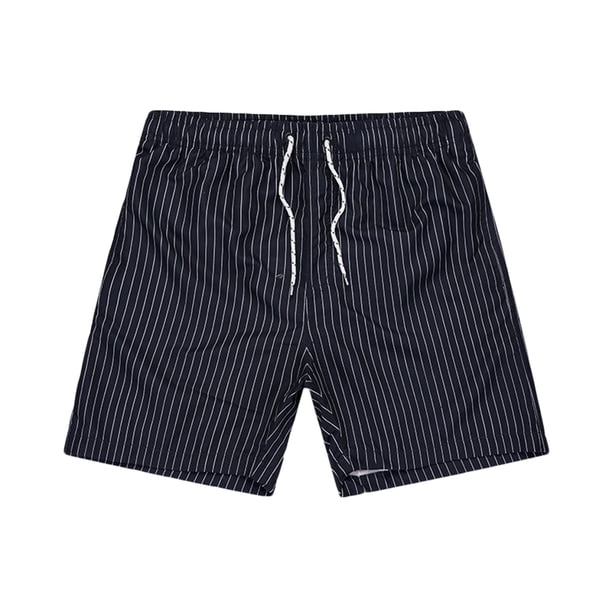 Mens Pantalones Casuales Raya Impresión Cordón Cortos de Cintura Elástica, Pantalones de Cintura Elástica para Hombre