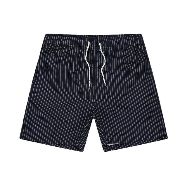 ameIAEA Mens Summer Drawstring Beach Short with Pockets Elastic Waisted Striped Lounge Shorts