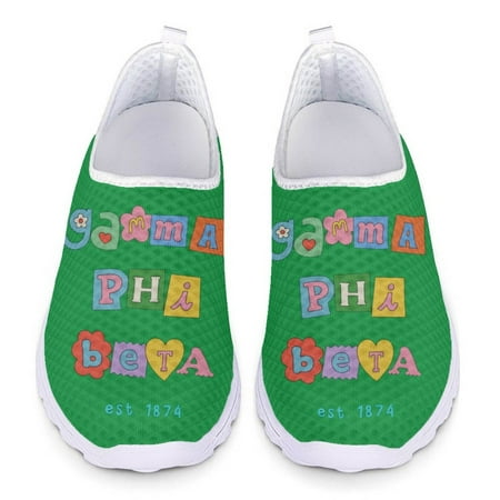 

Gamma Phi Beta Sorority Printed Casual Shoes for Women Summer Comfortable Breathable Mesh Flat Shoes Hospital Work Nurse Shoes
