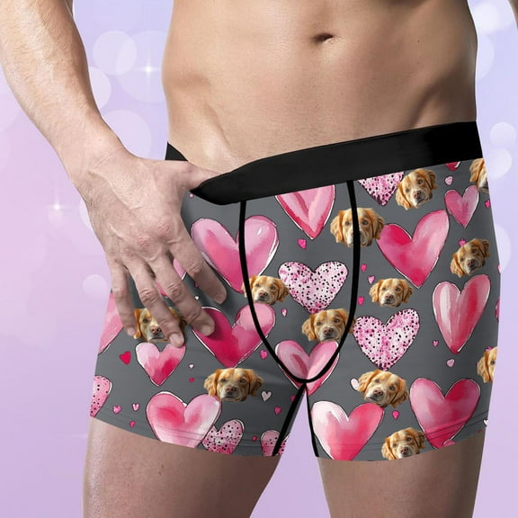 Dovford Men Valentines Boxer Briefs, Fashion Funny Novelty Heart Underwear, Comfort Breathable Soft Underpants Shorts