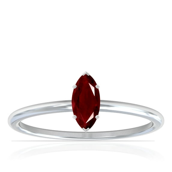 GemsNY July Birthstone - Dainty Marquise Four Prong Ruby Solitaire Ring (Grade - AAA | 0.70cts.)