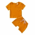 thumbnail image 3 of gljltg Baby Boys Girls 2Pcs Summer Outfits Short Sleeve Striped T-Shirt Tops Drawstring Bottom Shorts Pants Set Toddler Clothes, 3 of 10