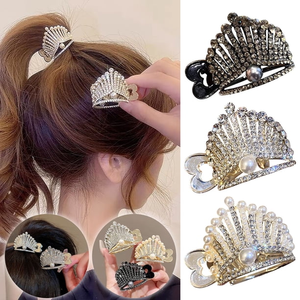 Xihbxyly Pinza para El Cabello de Aleación, Elegante Accesorio para Cola de Caballo con Perlas, Cómoda Horquilla de Metal, Elegante Diseño con Flecos, Perfecta para Fiestas y Eventos Diarios, Un Artí