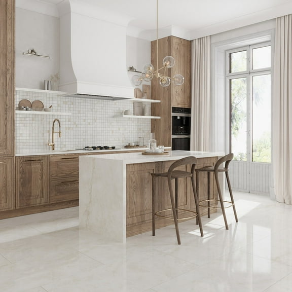 Splendor 12 x 12 in. Lappato Soft Alabaster White Porcelain Mosaic Wall and Floor Tile (4.84 sq ft/case) - 5 Pack