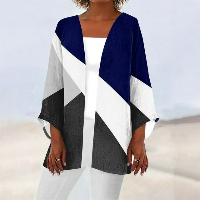 OUSITAID Cardigan pour Femmes Mode Décontractée Rétro Imprimé Léger Longueur Moyenne Veste Cardigan Noir L