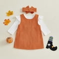 thumbnail image 6 of OJSFQUFP Baby Girls Halloween Comfortable and Breathable Set Long Sleeve Top Cute Printed Pinafore Dress Hairband Three Piece Set, 6 of 8