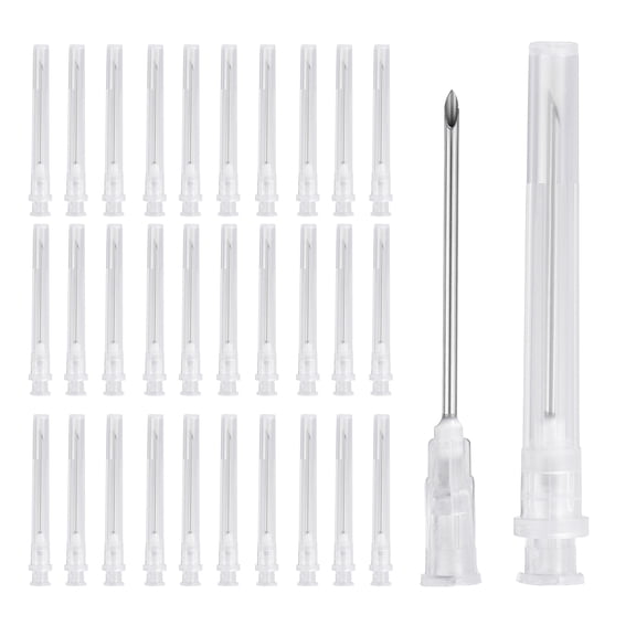 Uxcell 100 Paquete Aguja de Dispensación 16 Calibre 1.5 Pulgadas, Aguja de Dispensación Luer Lock para Laboratorio, Puntas de Acero Inoxidable para Dispensación de Inks y Pegamento Líquido, (Blanco)