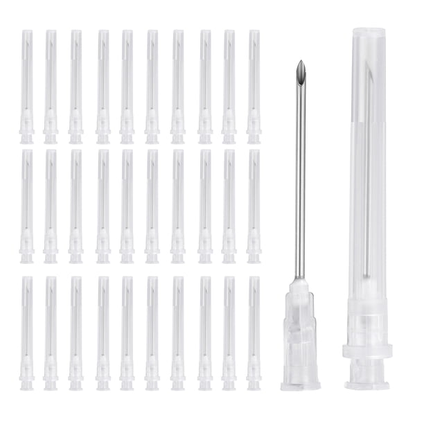 Uxcell 100 Paquete Aguja de Dispensación 16 Calibre 1.5 Pulgadas, Aguja de Dispensación Luer Lock para Laboratorio, Puntas de Acero Inoxidable para Dispensación de Inks y Pegamento Líquido, (Blanco)