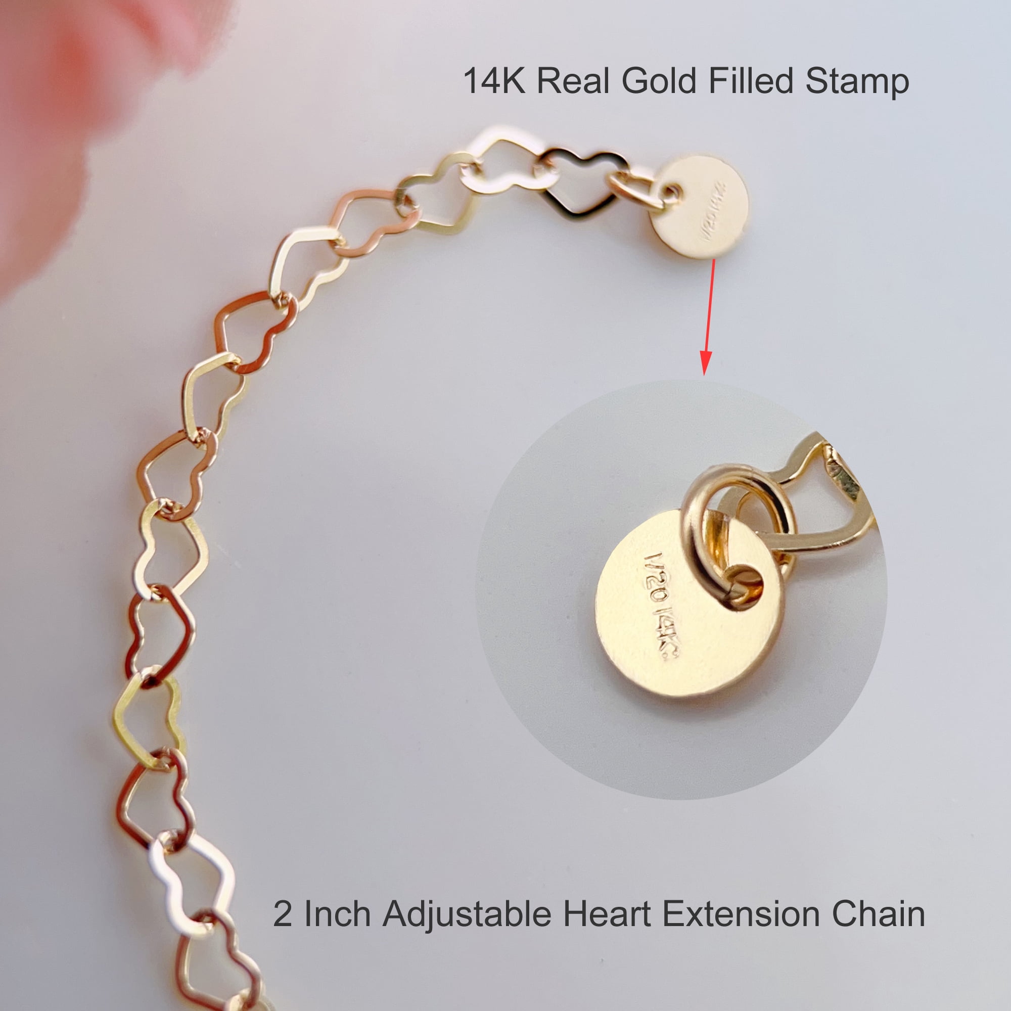 Piswency 14K Real Gold Filled Heart Necklace for Women CZ Love Heart Pendant Necklace with Adjustable Heart Chain for Valentine’s Day, Mother’s Day, Birthday, Handmade Jewelry, Gift for Her